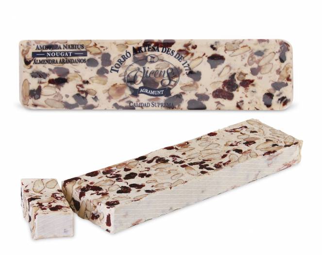 semi hard long almond nougat with cranberries 300g