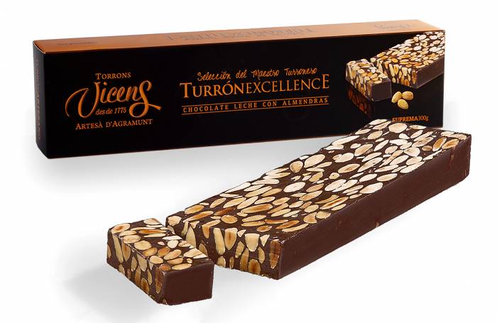 turrn de chocolate con leche con almendras 300g excellence