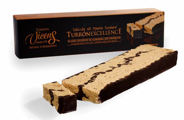 soft crunchy almond nougat with chocolate 300g excellence